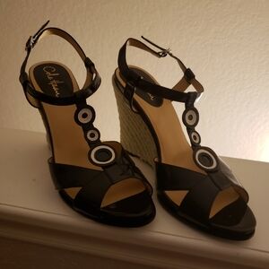 Barely Worn Fancy High T-strap Wedges by Cole Haan (Size 10.5)